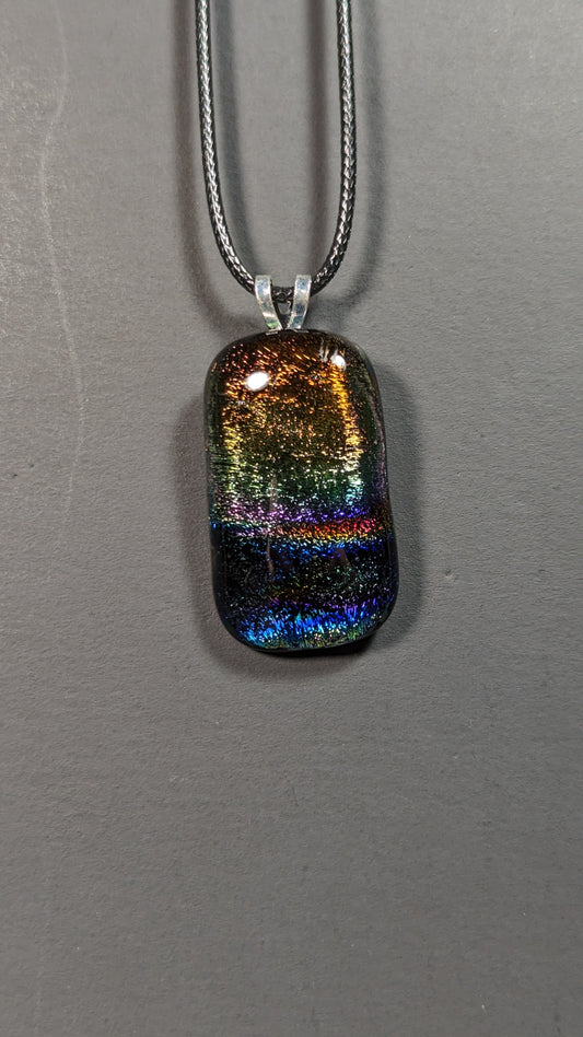 "Rainbow Waves" Fused Glass Pendant (basic loop)