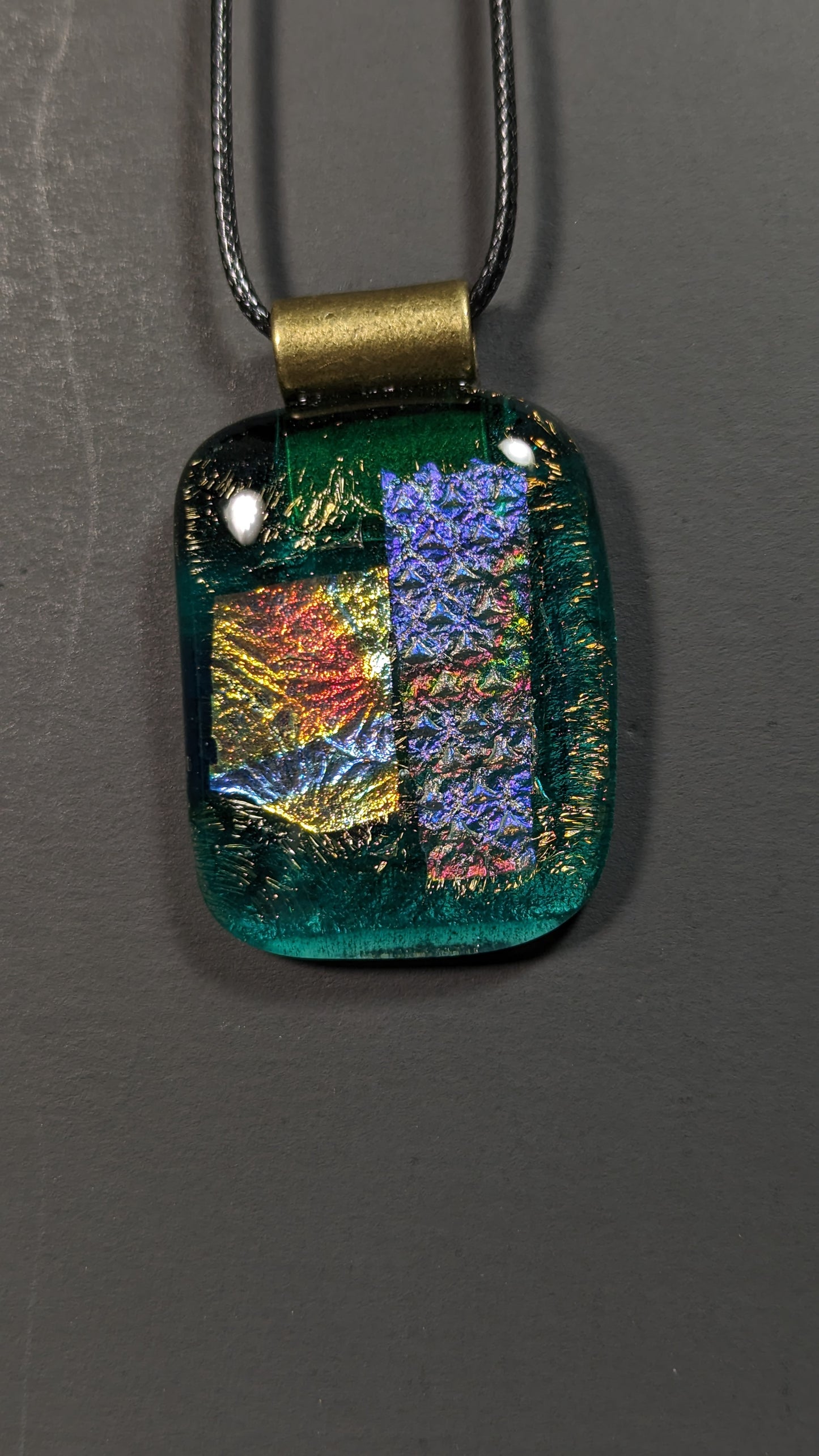 "Foil Print" Fused Glass Pendant