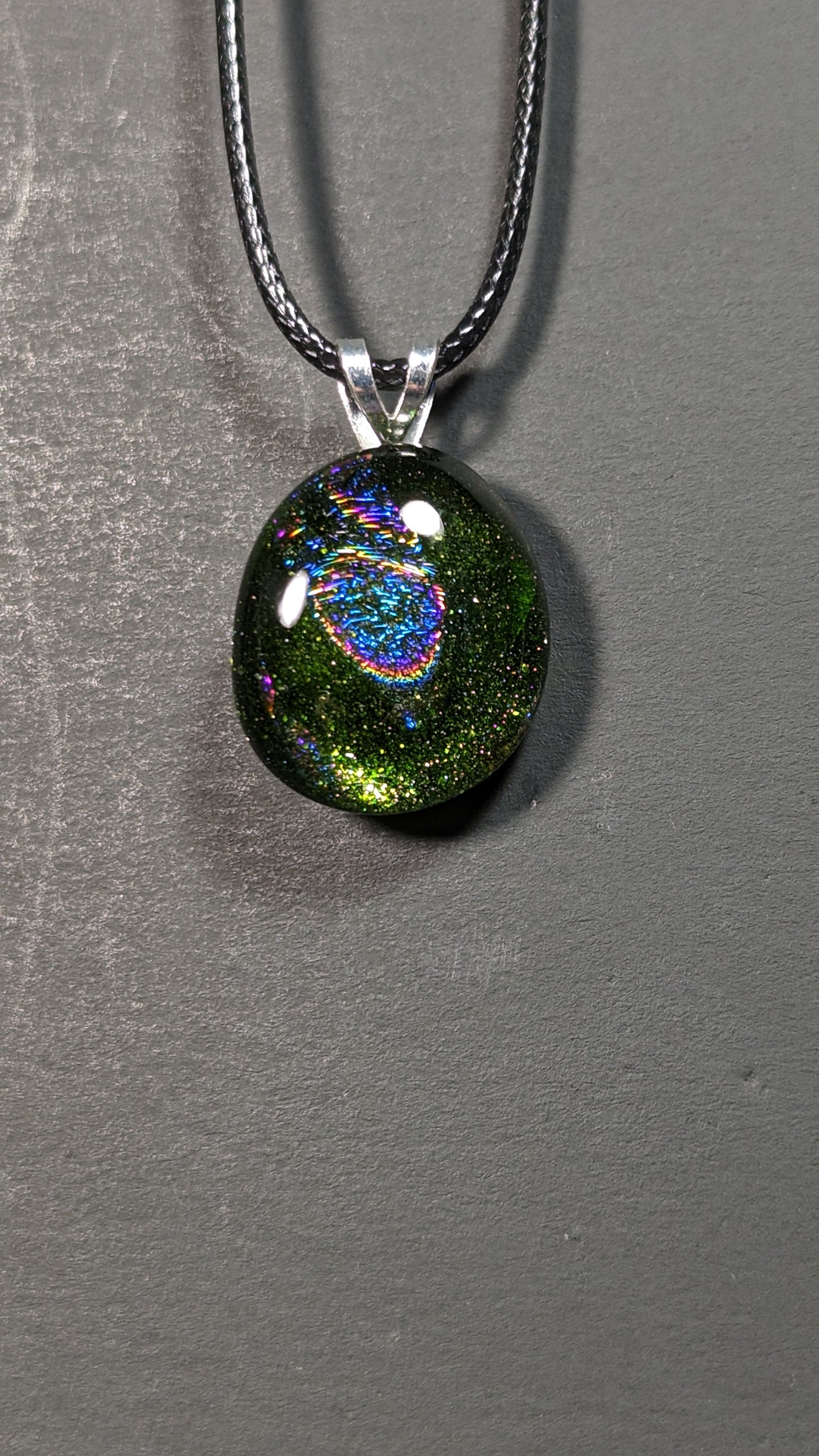 "Peacock" Small Fused Glass Pendant