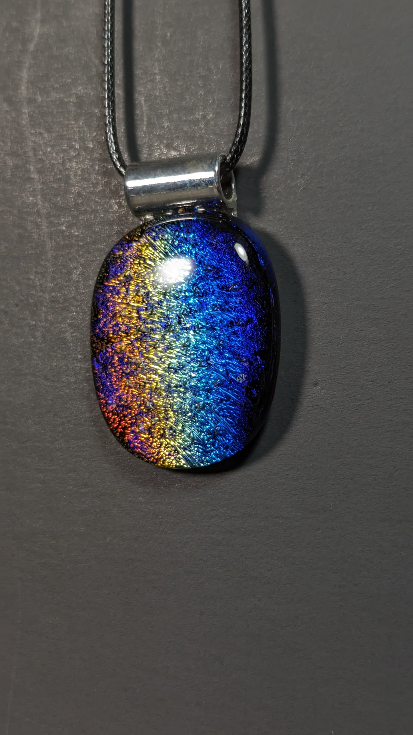 "Shimmering Dichro" Fused Glass Pendant