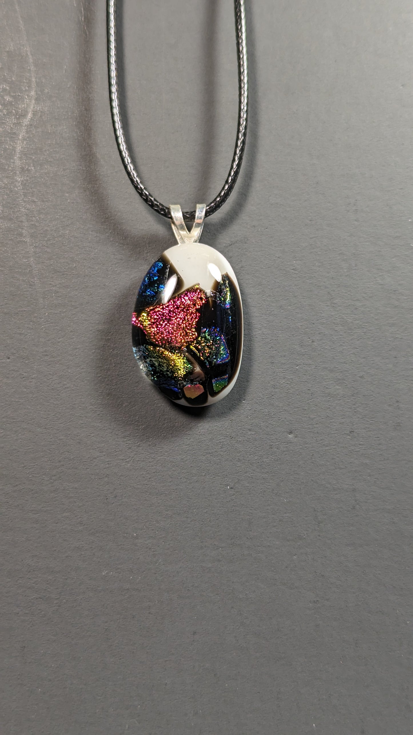 "Dichroic Medley" Small Fused Glass Pendant