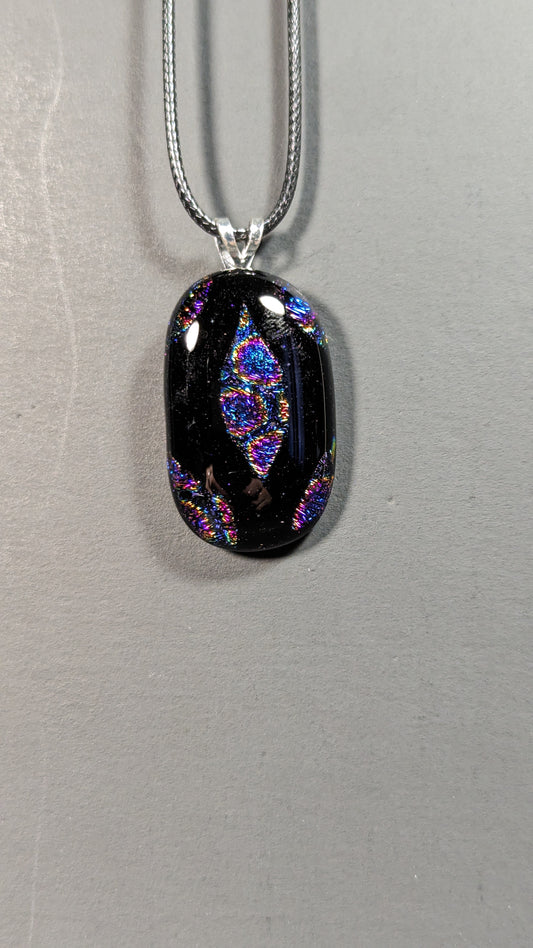 "Peacock Portal" Small Fused Glass Pendant