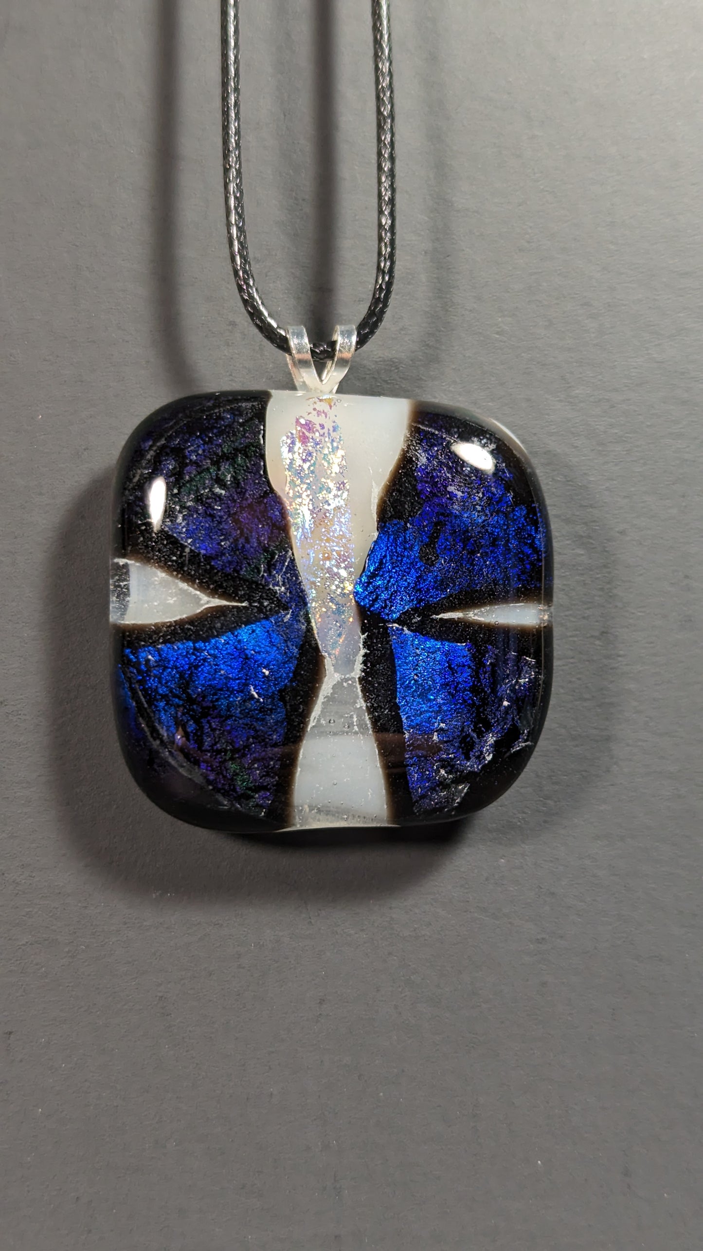 "Dichro Butterfly" Fused Glass Pendant