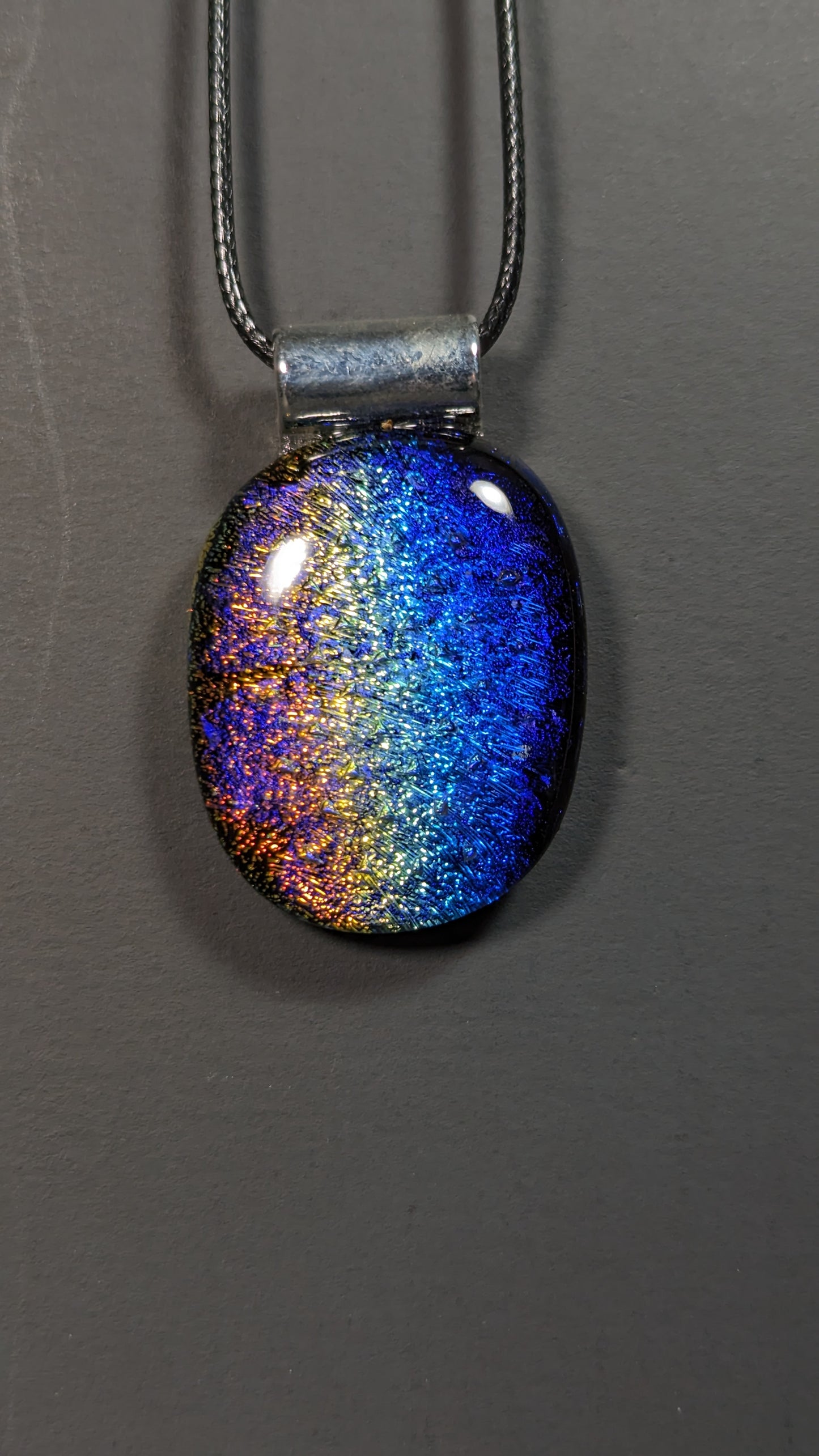 "Shimmering Dichro" Fused Glass Pendant