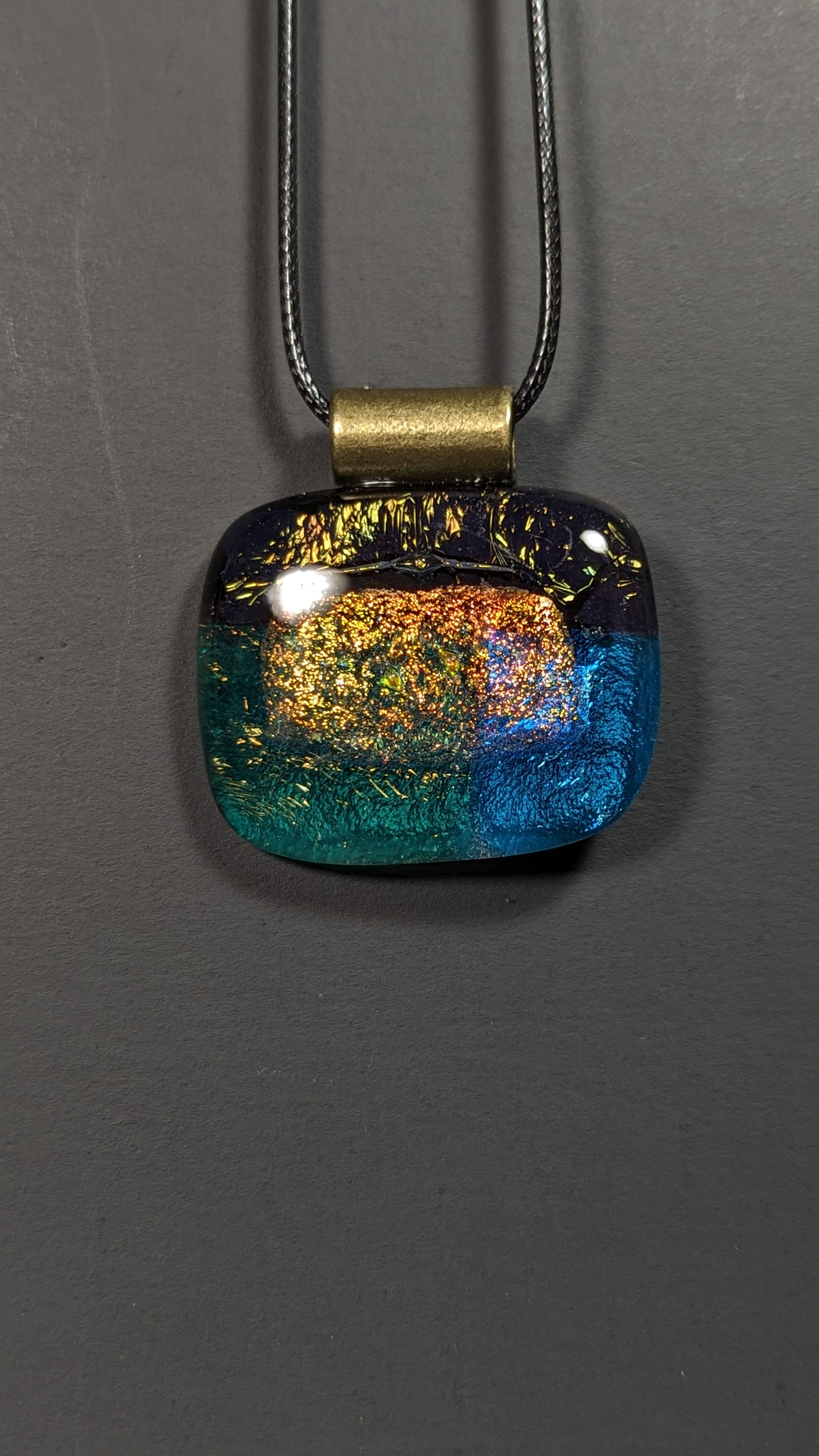 "Golden Medallion" Fused Glass Pendant